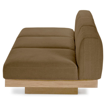 Rudolph Outdoor 3 Seater Bench Sofa - Camel Cushions, Teak Base