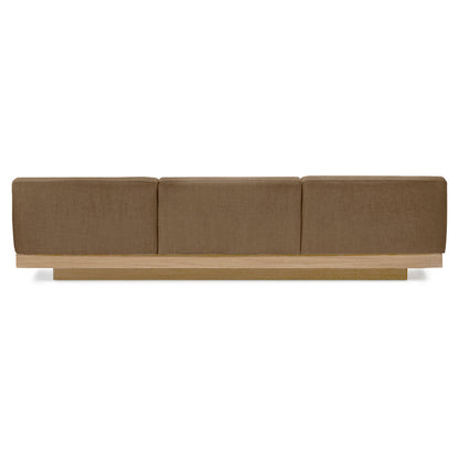 Rudolph Outdoor 3 Seater Bench Sofa - Camel Cushions, Teak Base