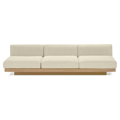 Rudolph Outdoor 3 Seater Bench Sofa - Chalk Cushions, Teak Base