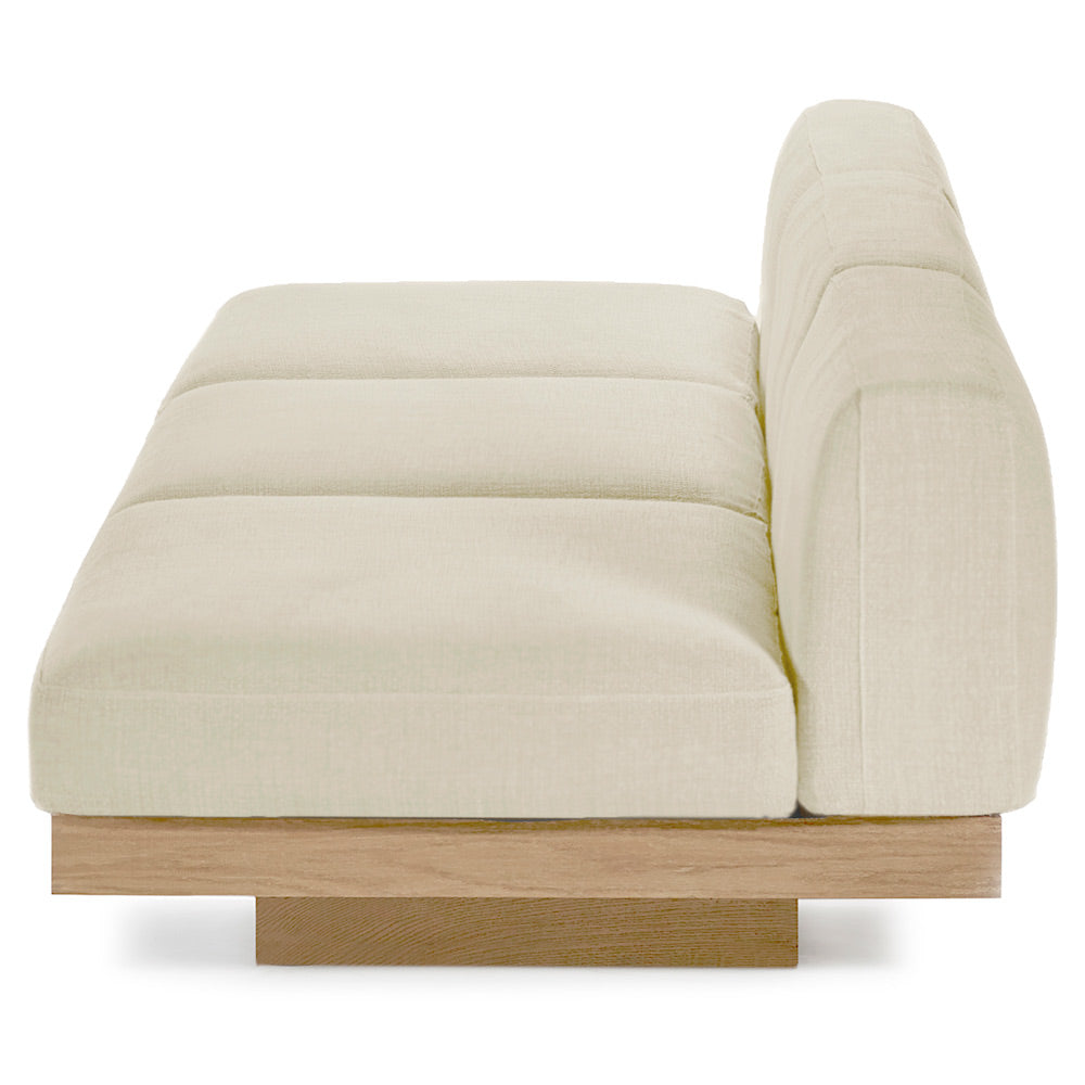 Rudolph Outdoor 3 Seater Bench Sofa - Chalk Cushions, Teak Base