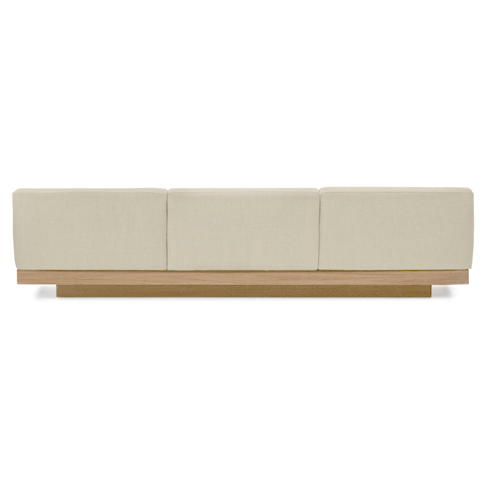 Rudolph Outdoor 3 Seater Bench Sofa - Chalk Cushions, Teak Base