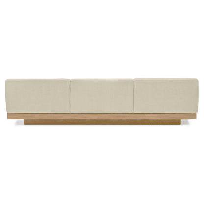 Rudolph Outdoor 3 Seater Bench Sofa - Chalk Cushions, Teak Base
