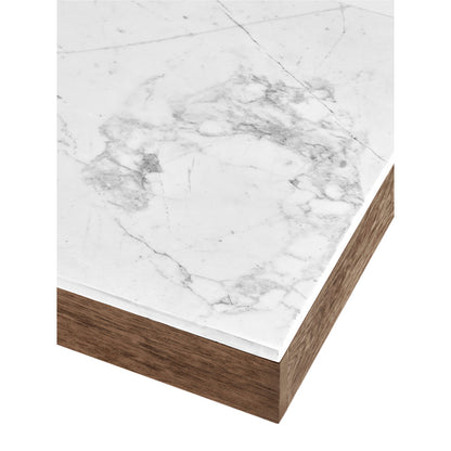 Rudolph Rectangular Small Coffee Table - White Marble Top, Cognac Oak Base