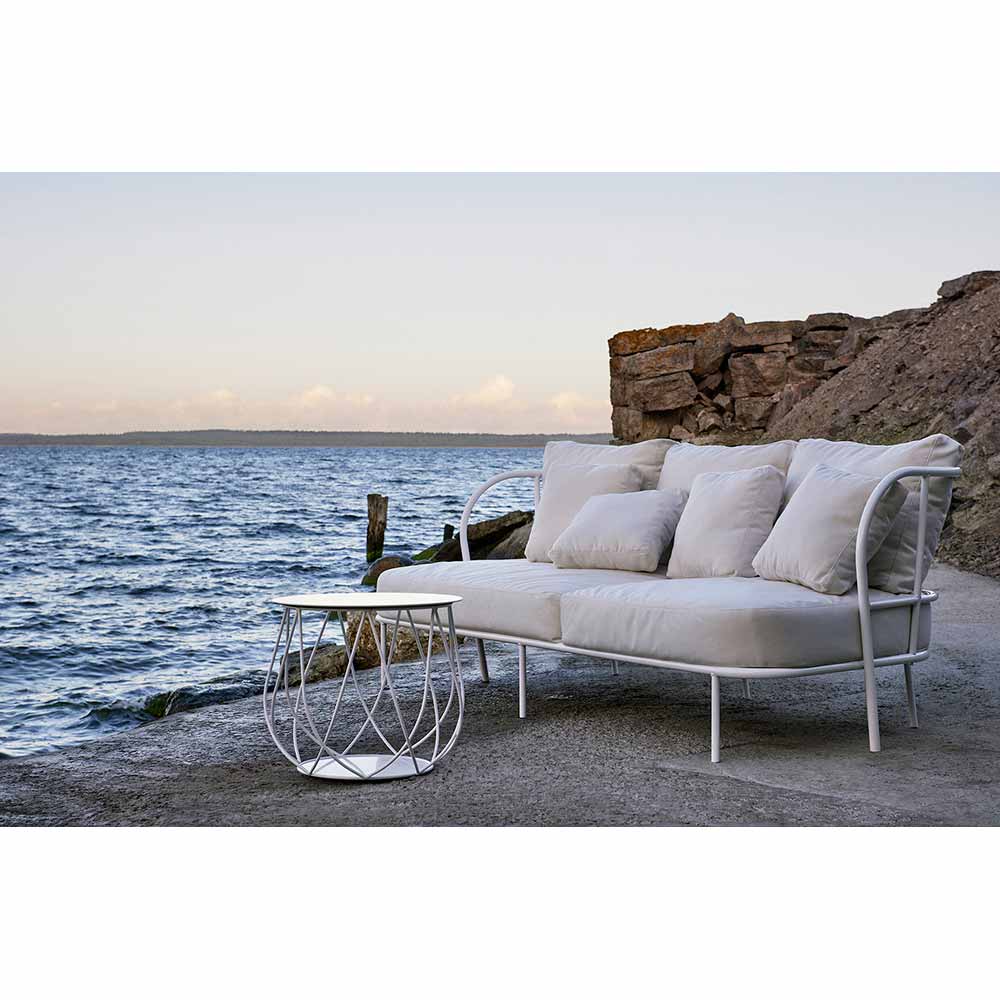Salto Outdoor Sofa - Grayish White Cushions, Light Gray Frame