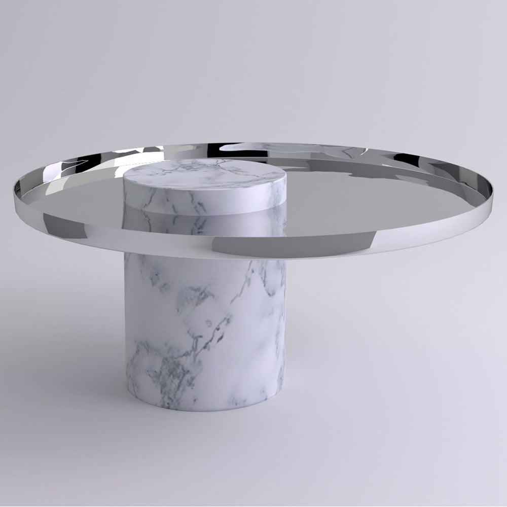 Salute Low Coffee Table - Polished Steel
