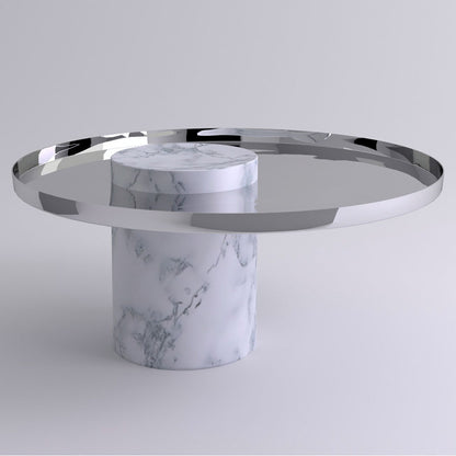 Salute Low Coffee Table - Polished Steel
