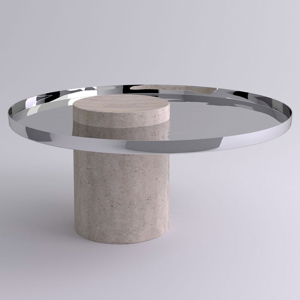 Salute Low Coffee Table - Polished Steel