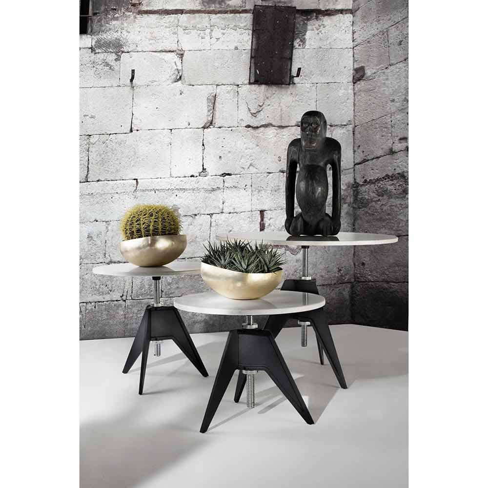 Screw Large Round Cafe Table - White Marble