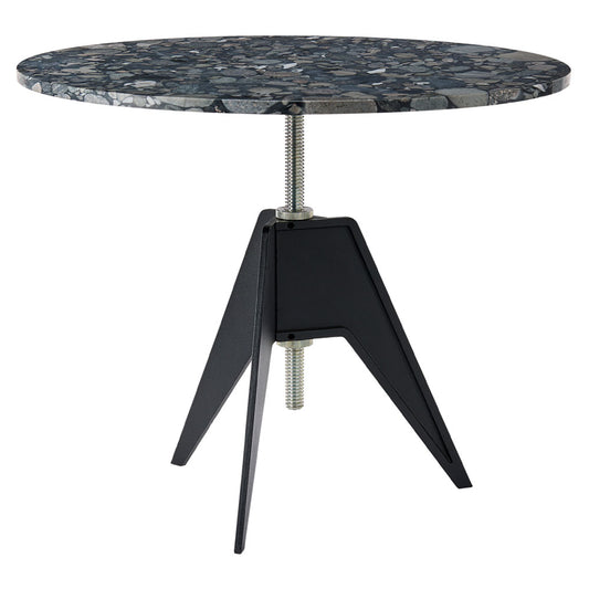 Screw Large Round Cafe Table - Pebble Marble