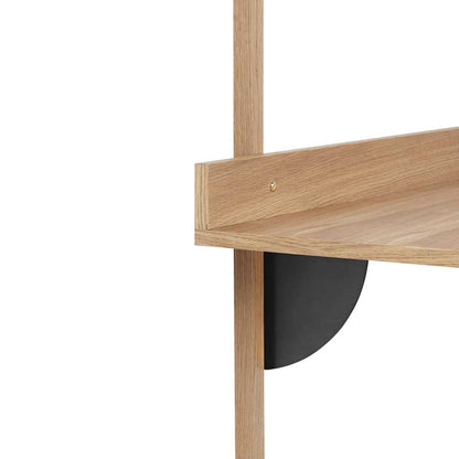 Sector Triple Narrow Wall Shelf - Natural Oak, Black Brass