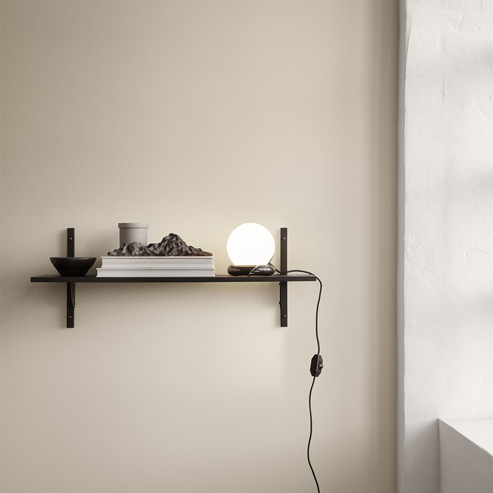 Sector Single Wide Wall Shelf - Natural Oak, Black Brass
