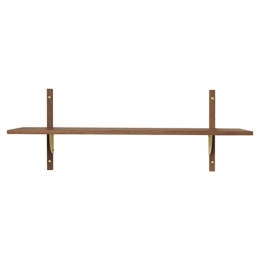 Sector Single Wide Wall Shelf - Smoked Oak, Brass