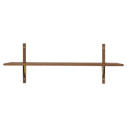 Sector Single Narrow Wall Shelf - Smoked Oak, Brass