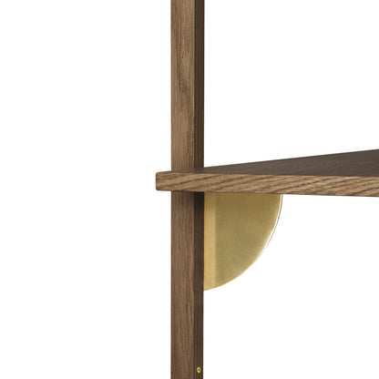 Sector Single Narrow Wall Shelf - Smoked Oak, Brass