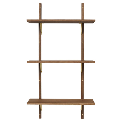 Sector Triple Narrow Wall Shelf - Smoked Oak, Brass