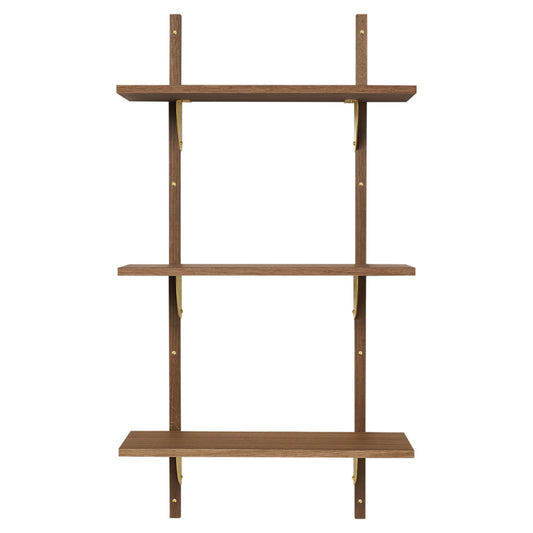 Sector Triple Narrow Wall Shelf - Smoked Oak, Brass