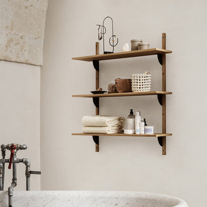 Sector Triple Wide - Natural Oak, Black Brass