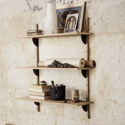 Sector Triple Wide - Natural Oak, Black Brass
