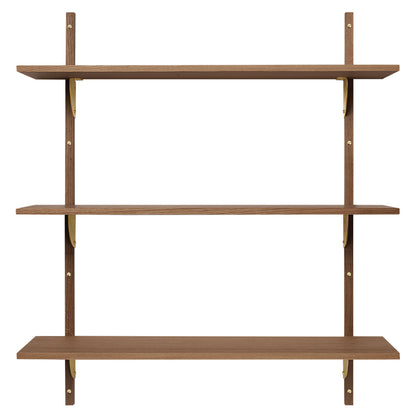 Sector Triple Wide Wall Shelf - Smoked Oak, Brass