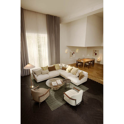 Sejour Fully Upholstered Lounge Chair With Armrest - Gabriel Mica 66030, Black Matte Base, American Walnut Armrest