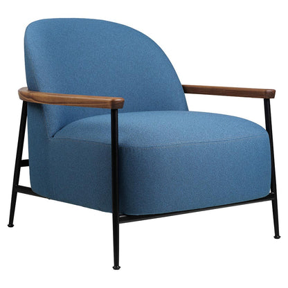 Sejour Fully Upholstered Lounge Chair With Armrest - Gabriel Mica 66030, Black Matte Base, American Walnut Armrest