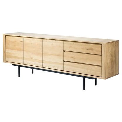 Shadow Sideboard - 3 Doors, 3 Drawers, Oak, Black Metal Legs