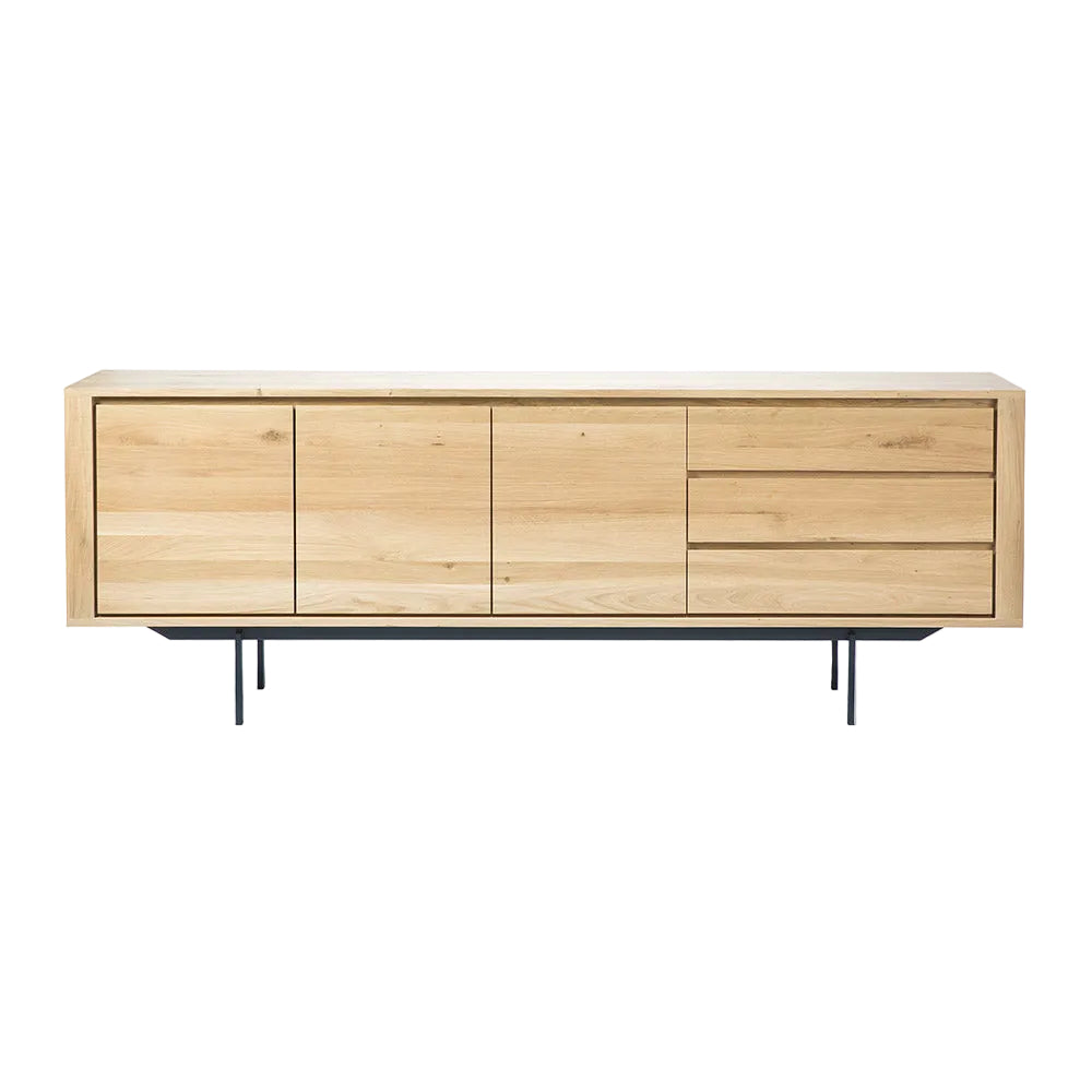 Shadow Sideboard - 3 Doors, 3 Drawers, Oak, Black Metal Legs