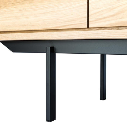 Shadow Sideboard - 3 Doors, 3 Drawers, Oak, Black Metal Legs
