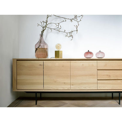 Shadow Sideboard - 3 Doors, 3 Drawers, Oak, Black Metal Legs