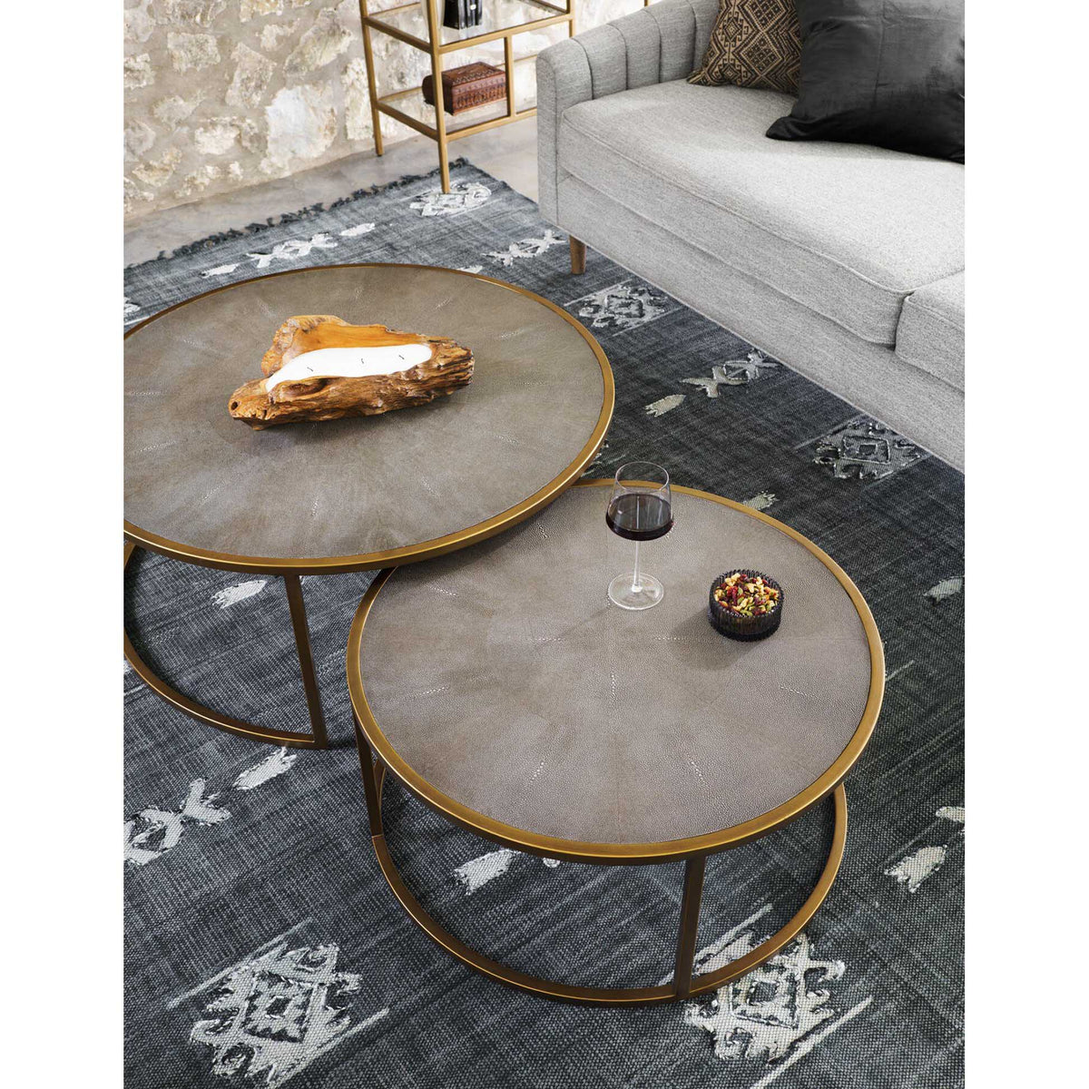 Shagreen Nesting Coffee Table - Gray Shagreen