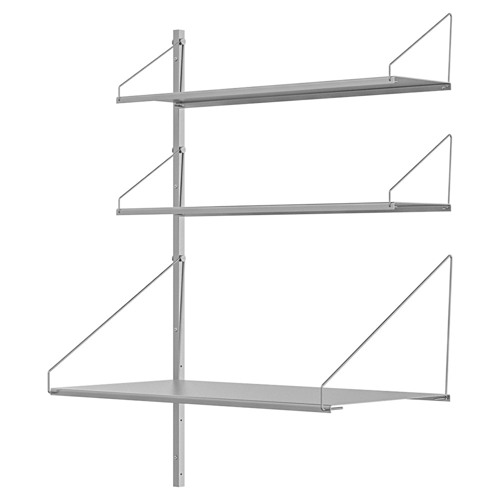 Shelf Library Add-on Desk Section - 31.99"W x 42.67"H, Stainless Steel
