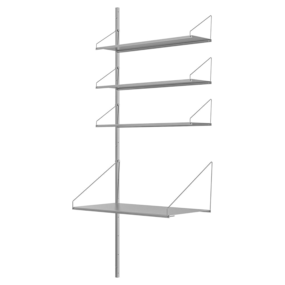 Shelf Library Add-on Desk Section - 31.99"W x 72.91"H, Stainless Steel