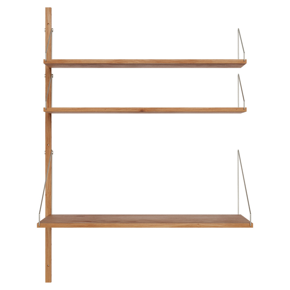 Shelf Library Add-on Desk Section - 32.18"W x 45.2"H, Natural Oak
