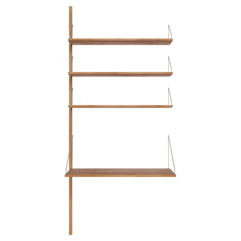 Shelf Library Add-on Desk Section - 32.18"W x 72.91"H, Natural Oak