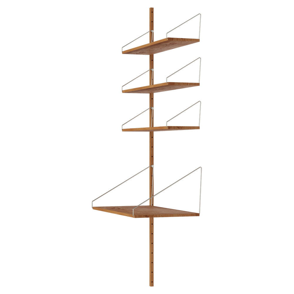 Shelf Library Add-on Desk Section - 32.18"W x 72.91"H, Natural Oak