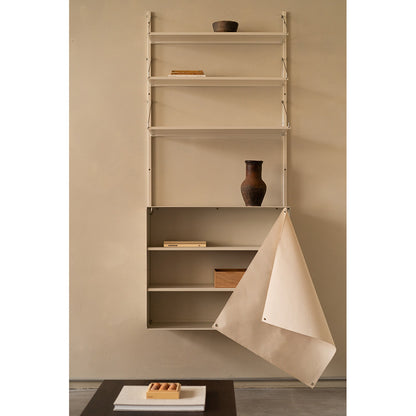 Shelf Library Canvas Cabinet Section - Warm White Steel, Canvas