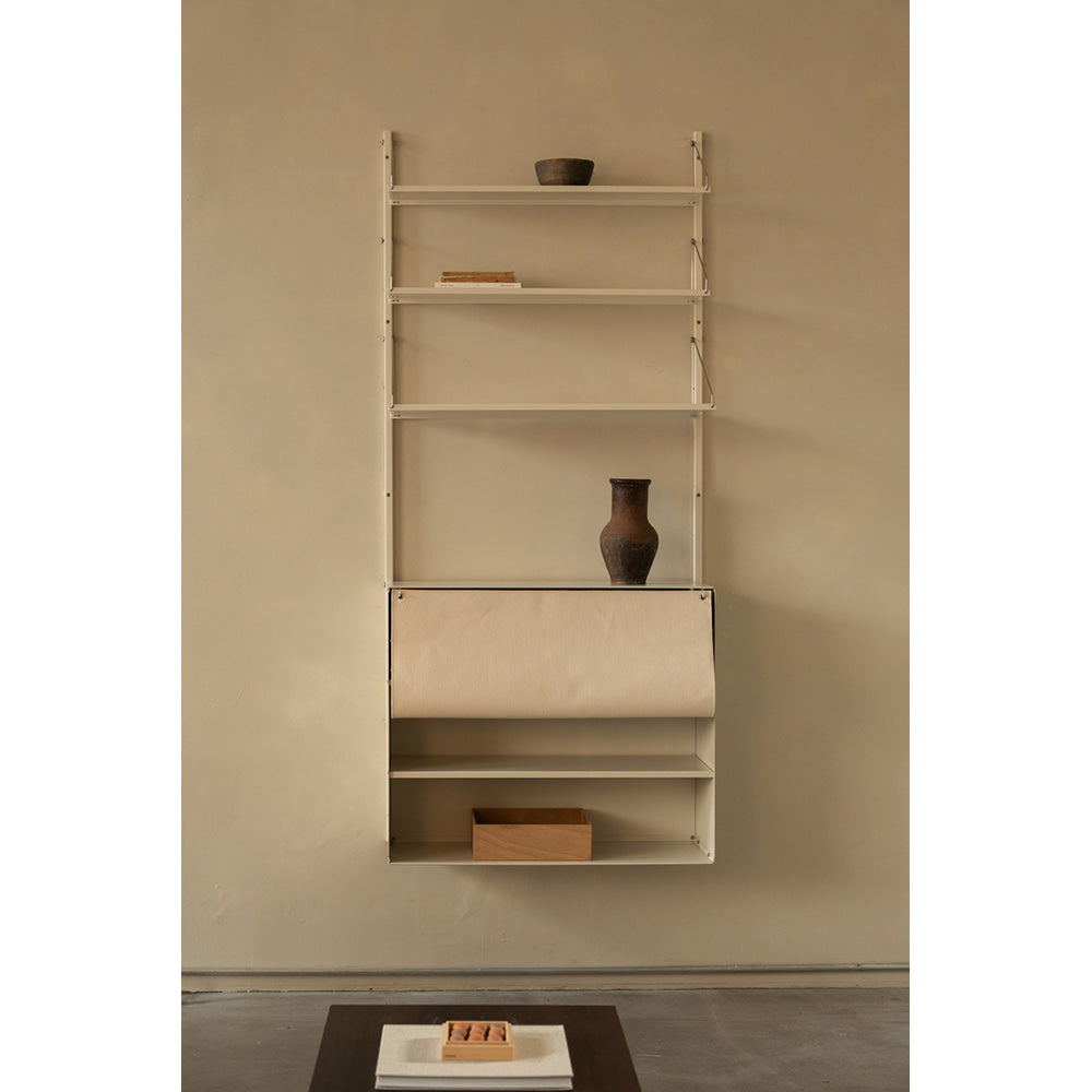 Shelf Library Canvas Cabinet Section - Warm White Steel, Canvas