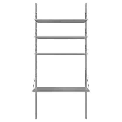 Shelf Library Desk Section - 32.48"W x 72.91"H, Stainless Steel