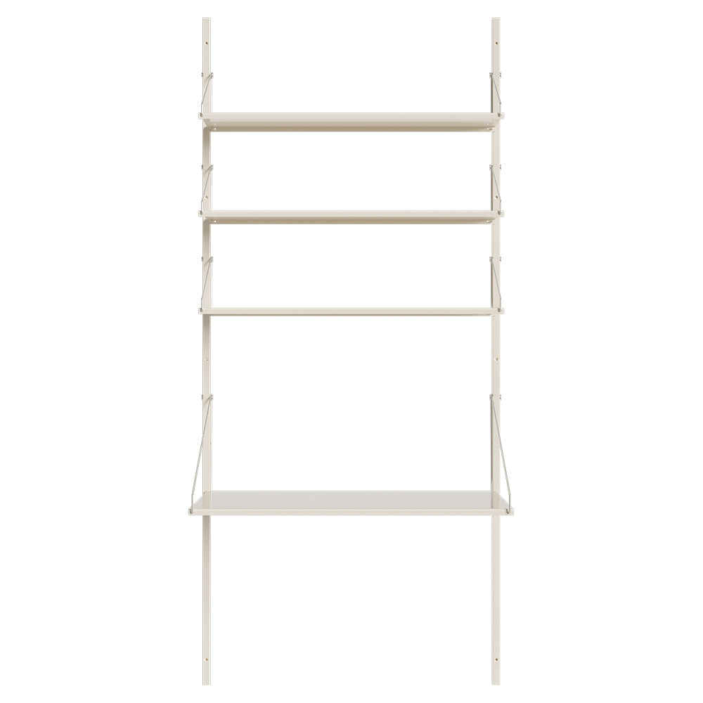 Shelf Library Desk Section - 32.48"W x 72.91"H, Warm White Steel
