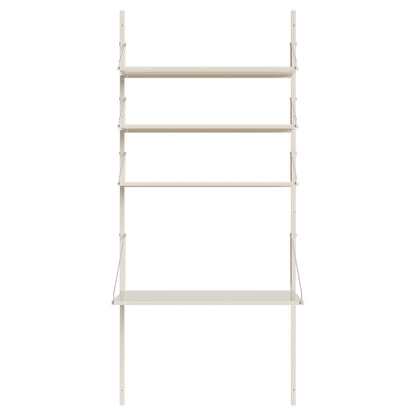 Shelf Library Desk Section - 32.48"W x 72.91"H, Warm White Steel
