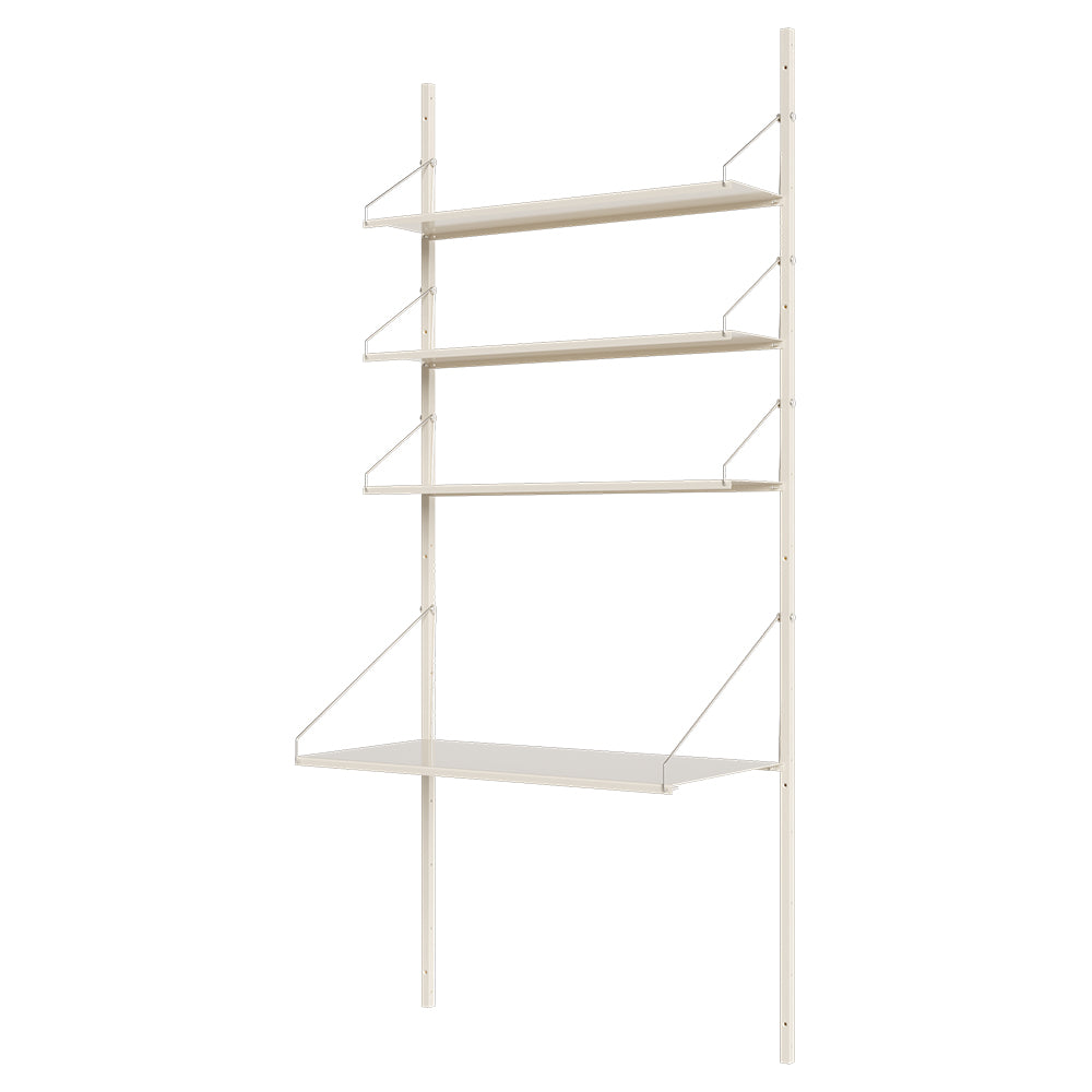 Shelf Library Desk Section - 32.48"W x 72.91"H, Warm White Steel