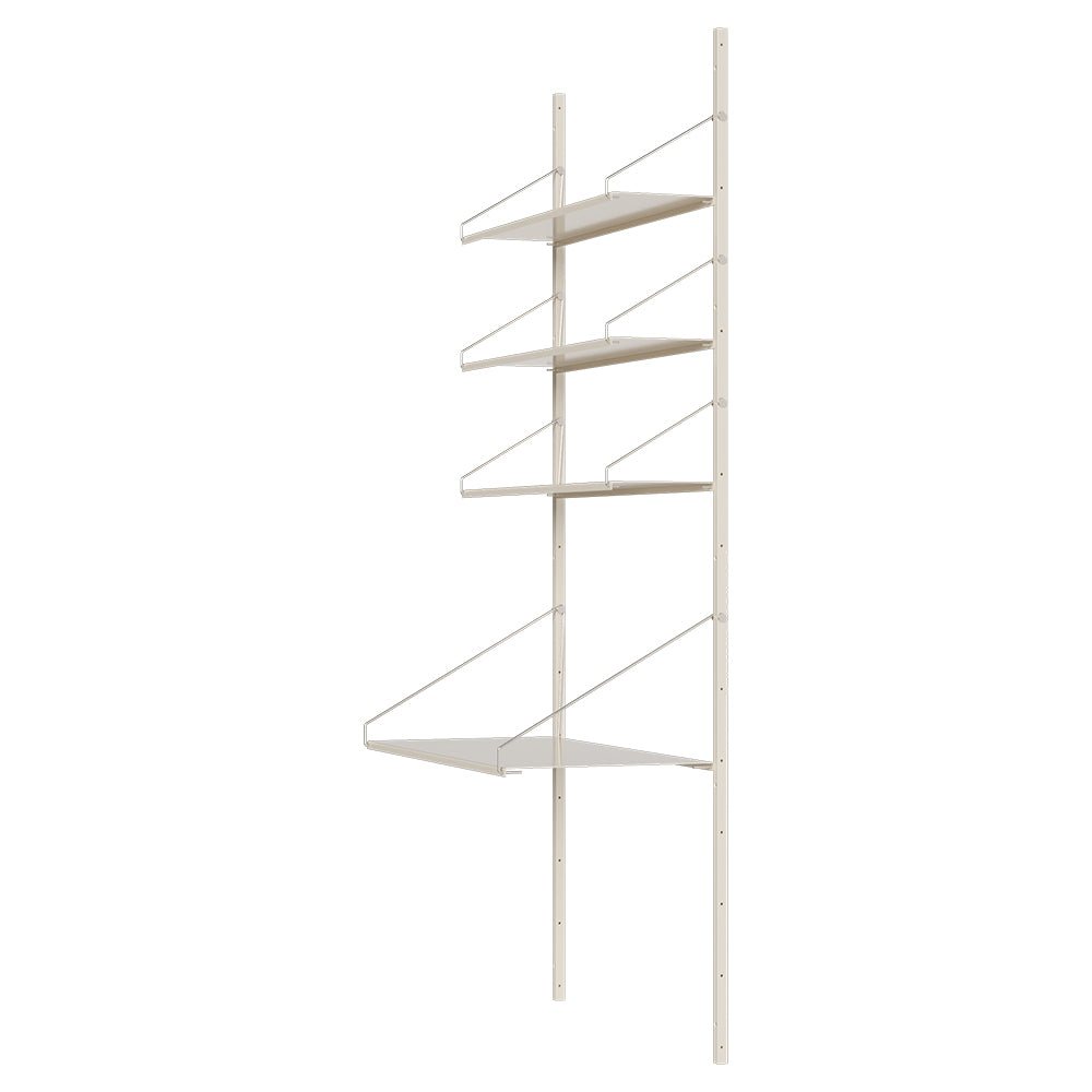 Shelf Library Desk Section - 32.48"W x 72.91"H, Warm White Steel