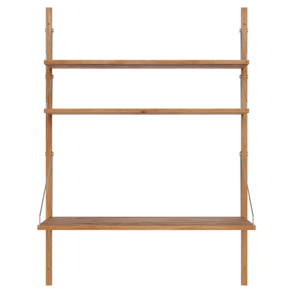 Shelf Library Desk Section - 32.87"W x 45.2"H, Natural Oak
