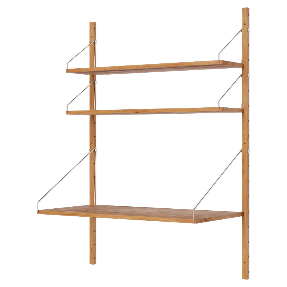 Shelf Library Desk Section - 32.87"W x 45.2"H, Natural Oak