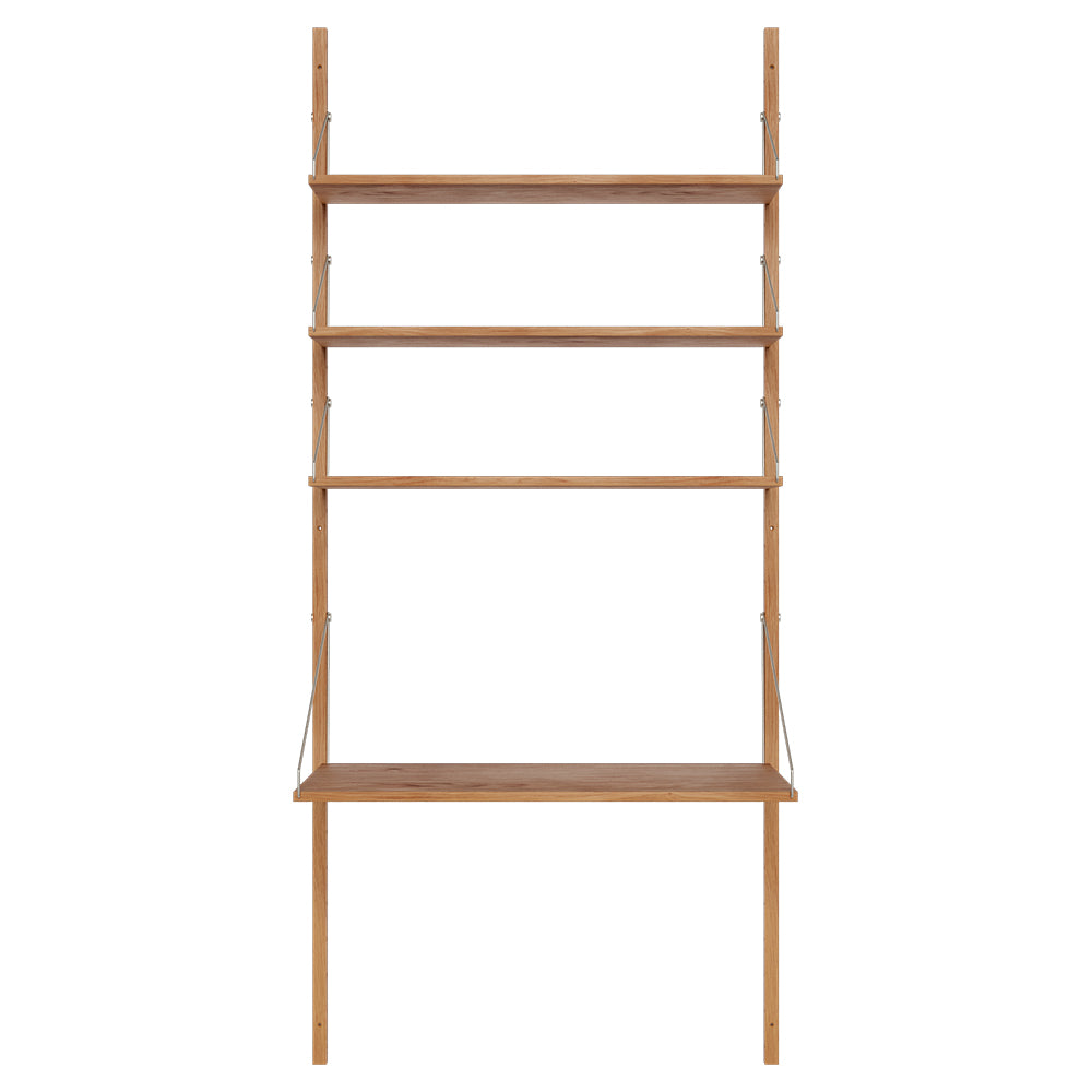 Shelf Library Desk Section - 32.87"W x 72.91"H, Natural Oak