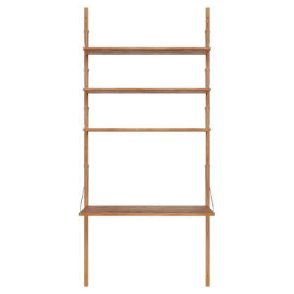 Shelf Library Desk Section - 32.87"W x 72.91"H, Natural Oak