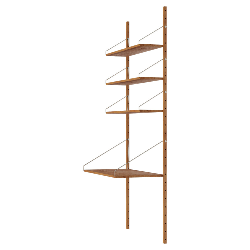 Shelf Library Desk Section - 32.87"W x 72.91"H, Natural Oak
