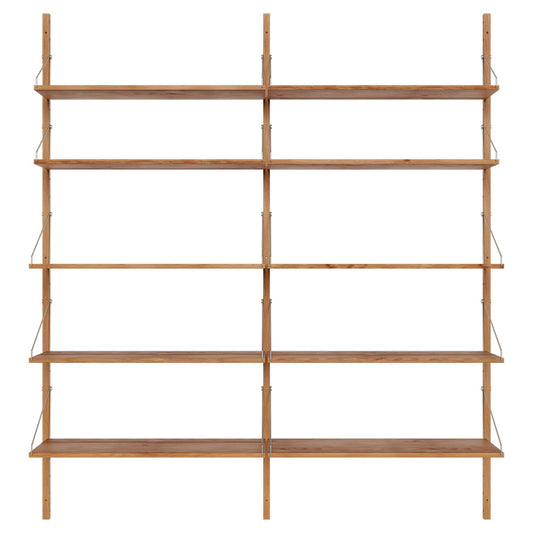 Shelf Library Double Section - 64.76"W x 72.91"H, Natural Oak