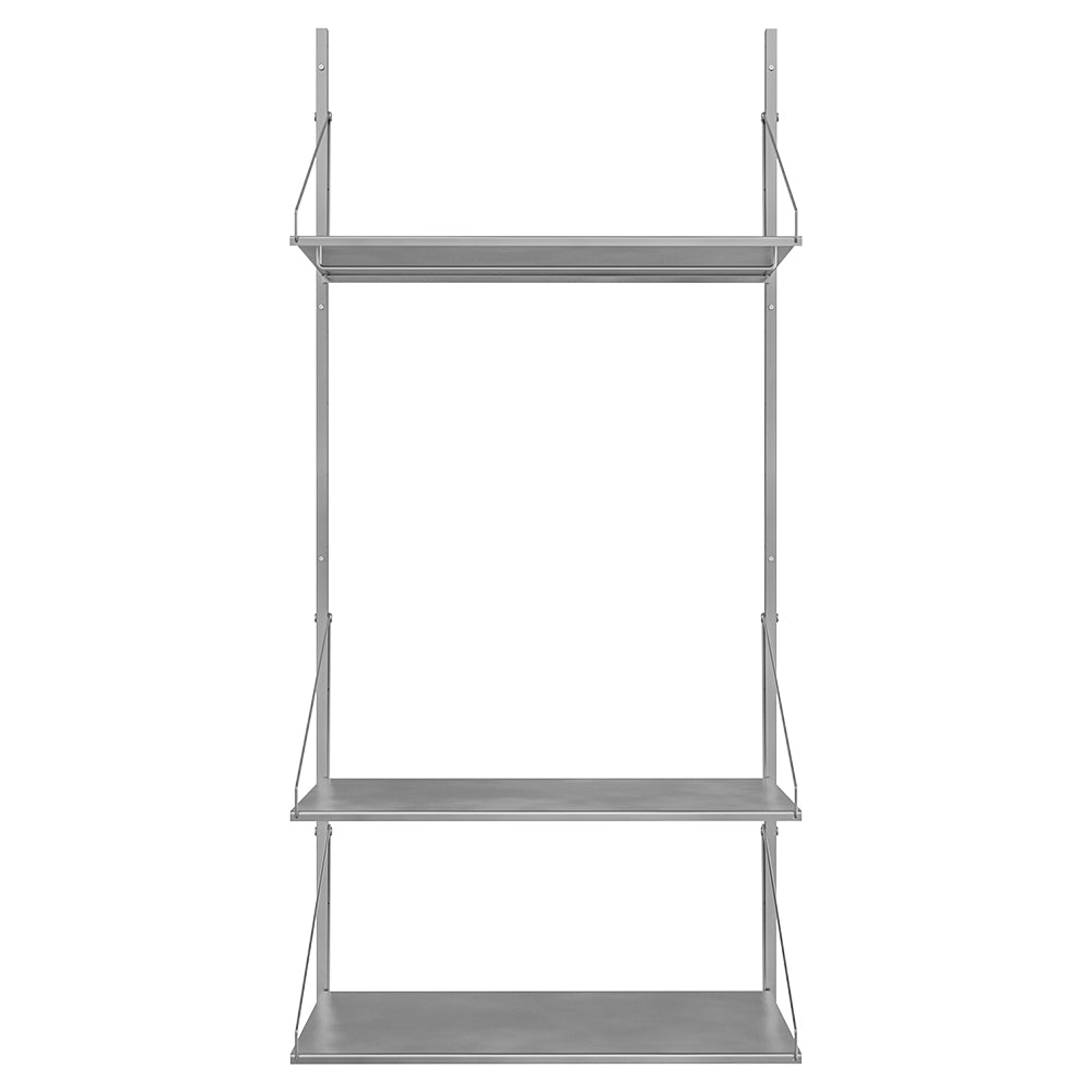 Shelf Library Hanger Section - 32.48"W x 72.91"H, Stainless Steel
