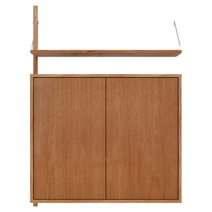 Shelf Library Medium Cabinet Add-on Section - 32.18"W x 45.2"H, Natural Oak